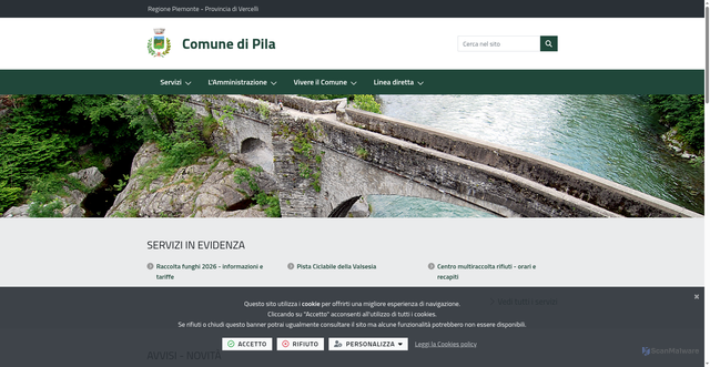 Security scan screenshot of https://www.comune.pila.vc.it