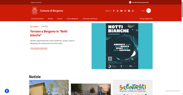 Security scan screenshot of https://www.comune.bergamo.it
