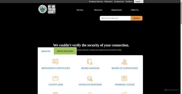 Security scan screenshot of https://www.fresnocountyca.gov/