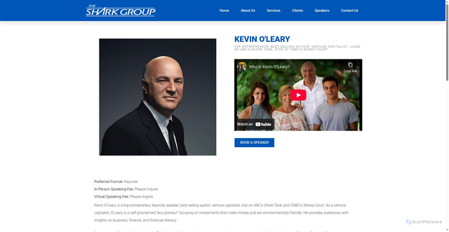 Security scan screenshot of https://www.thesharkgroup.com/speaking/kevin-oleary/