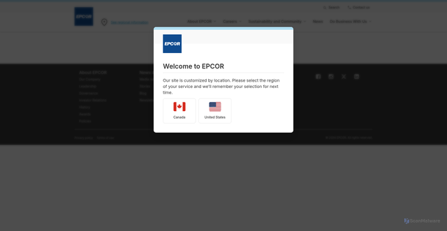 Security scan screenshot of https://epcor.com