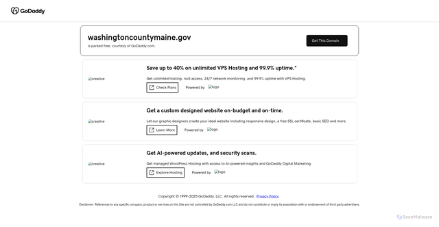 Security scan screenshot of https://washingtoncountymaine.gov/