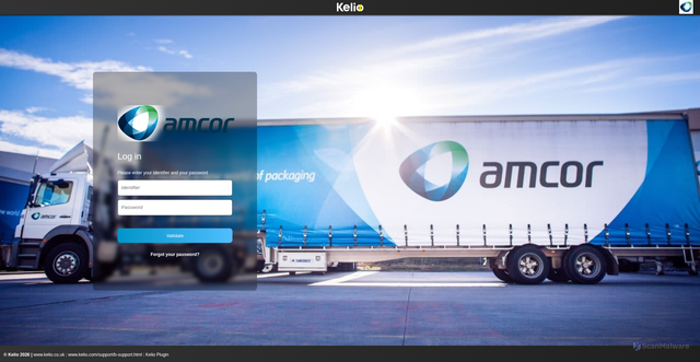 Security scan screenshot of https://amcor-swansea.kelio.io