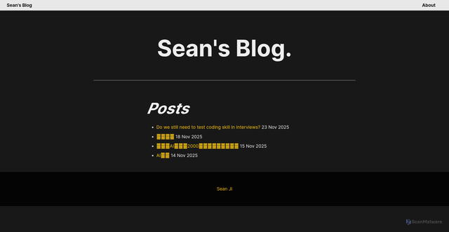 Security scan screenshot of sean-blog-ncgwakykl8.edgeone.app