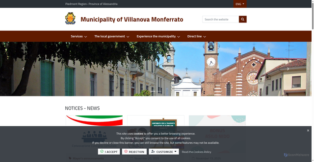Security scan screenshot of https://www.comune.villanovamonferrato.al.it/it-it/home