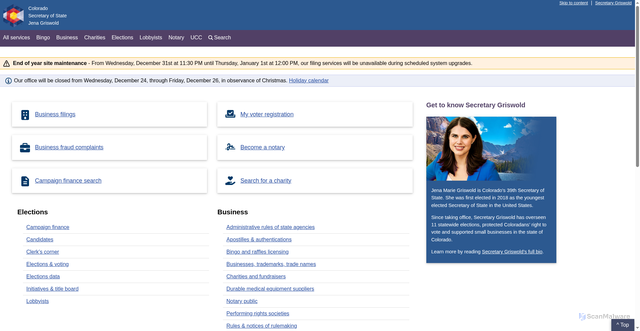 Security scan screenshot of https://coloradosos.gov/