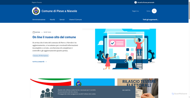 Security scan screenshot of https://www.comune.pieve-a-nievole.pt.it/