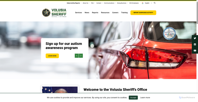 Security scan screenshot of https://www.volusiasheriff.gov/