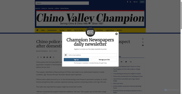 Security scan screenshot of https://www.championnewspapers.com/community_news/article_57f0c3a4-0d94-459c-a1d1-2792160c186d.html
