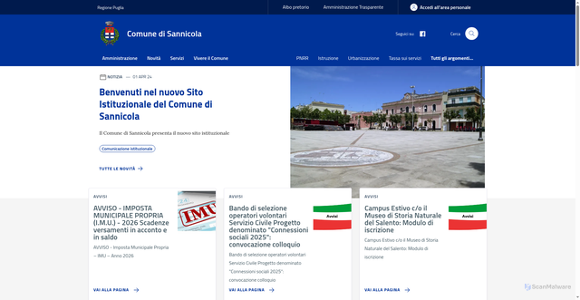 Security scan screenshot of https://www.comune.sannicola.le.it