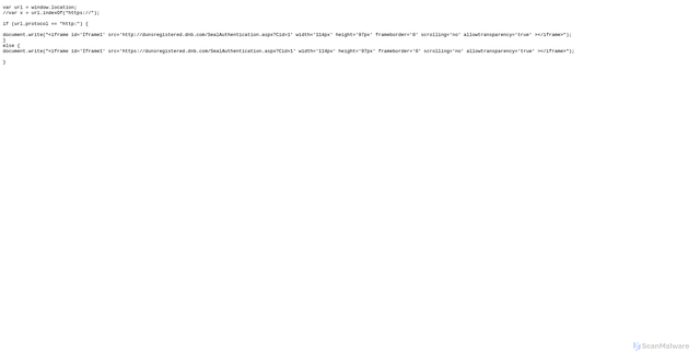 Security scan screenshot of https://dunsregistered.dnb.com