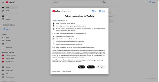 Security scan screenshot of https://youtu.be/
