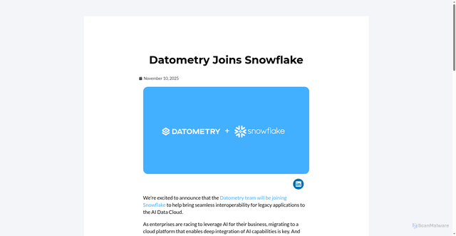 Security scan screenshot of https://datometry.com/datometry-joins-snowflake/