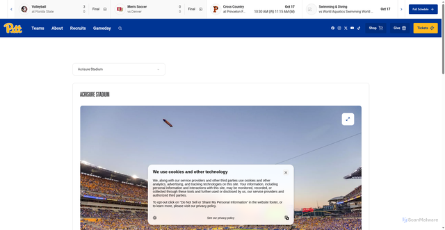 Security scan screenshot of https://pittsburghpanthers.com/facilities/acrisure-stadium/71