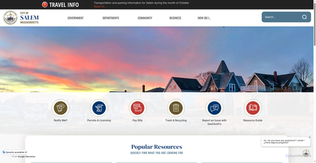 Security scan screenshot of https://salemma.gov/