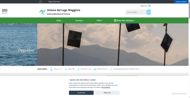Security scan screenshot of https://www.unionelagomaggiore.it/