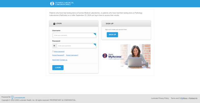 Security scan screenshot of https://sunrise.luminatehealth.com