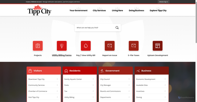 Security scan screenshot of https://tippcityohio.gov/