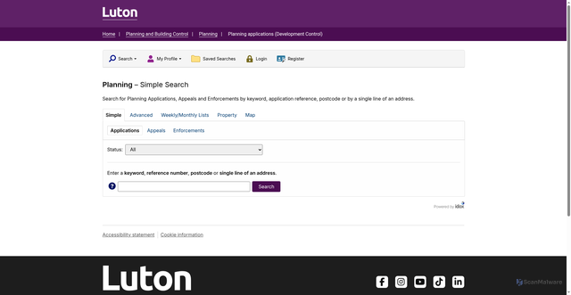 Security scan screenshot of https://planning.luton.gov.uk