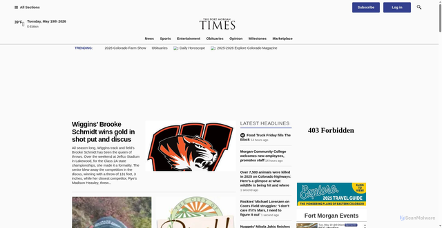 Security scan screenshot of https://fortmorgantimes.com