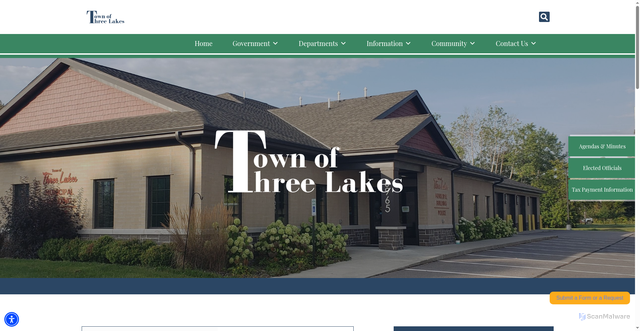 Security scan screenshot of https://townofthreelakeswi.gov/