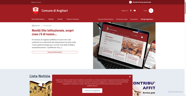 Security scan screenshot of https://www.comune.anghiari.ar.it/