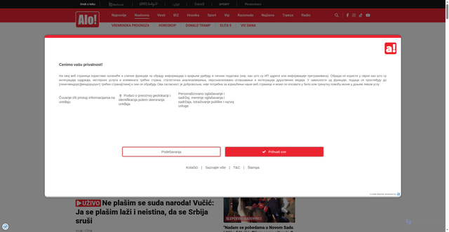 Security scan screenshot of https://alo.rs