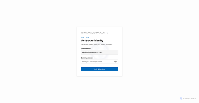 Security scan screenshot of https://storage.googleapis.com/thksp/8w.html#jhebel@infomanagerinc.com
