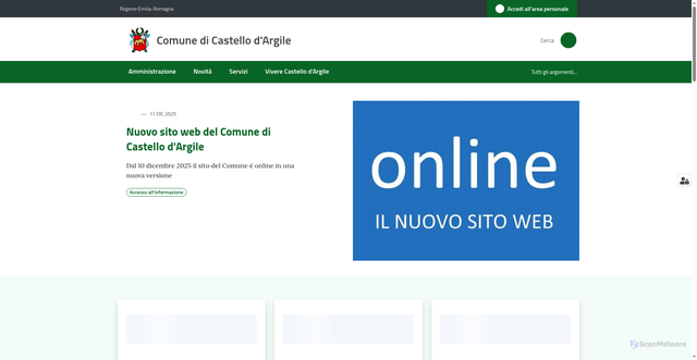 Security scan screenshot of https://www.comune.castello-d-argile.bo.it/