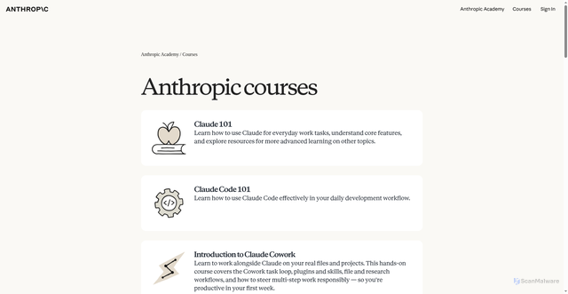 Security scan screenshot of anthropic.skilljar.com