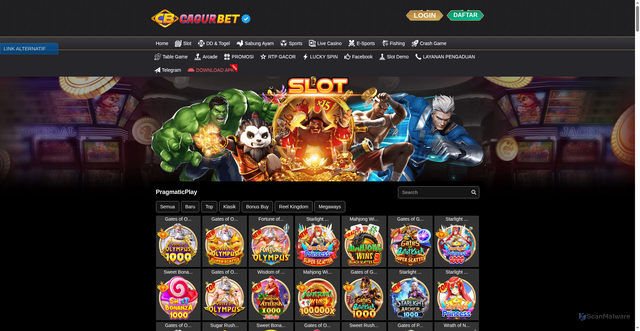 Security scan screenshot of https://cagurbetnatal.top/desktop/game/slot/pragmaticplay