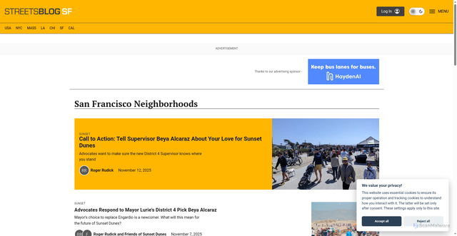 Security scan screenshot of https://sf.streetsblog.org/category/san-francisco-neighborhoods