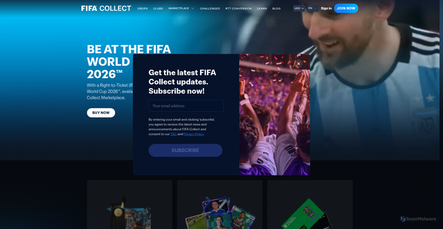 Security scan screenshot of https://collect.fifa.com/