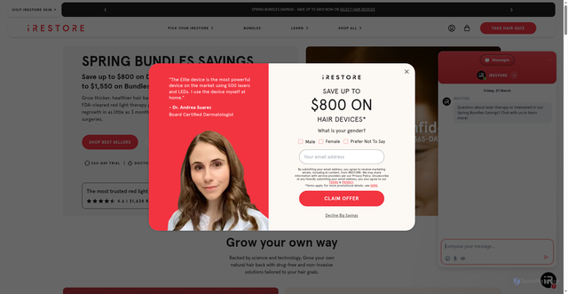Security scan screenshot of https://irestorelaser.com