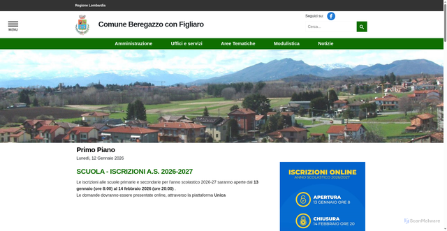 Security scan screenshot of https://www.comune.beregazzoconfigliaro.co.it/