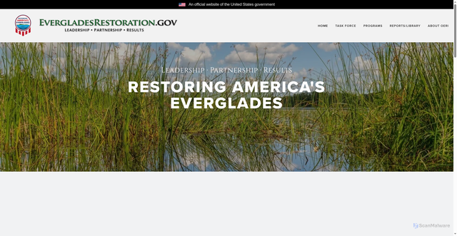 Security scan screenshot of https://www.evergladesrestoration.gov/