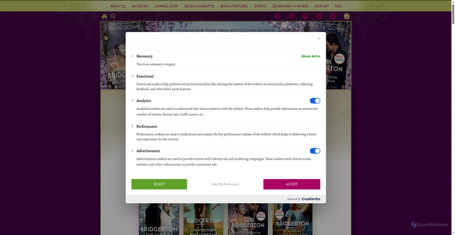 Security scan screenshot of https://juliaquinn.com/series/bridgertons/
