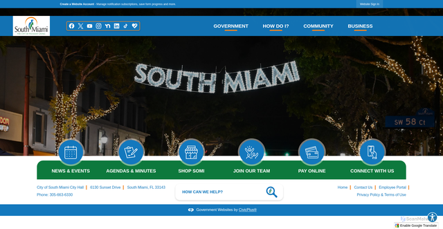 Security scan screenshot of https://southmiamifl.gov/