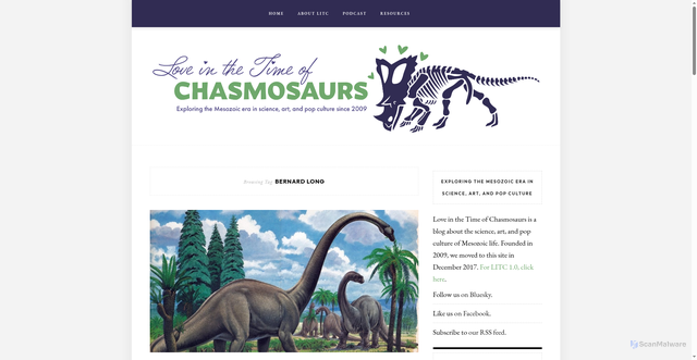 Security scan screenshot of https://chasmosaurs.com/tag/bernard-long/