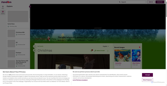 Security scan screenshot of https://christmas.fandom.com/wiki/Christmas