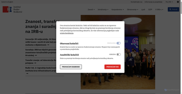 Security scan screenshot of https://irb.hr