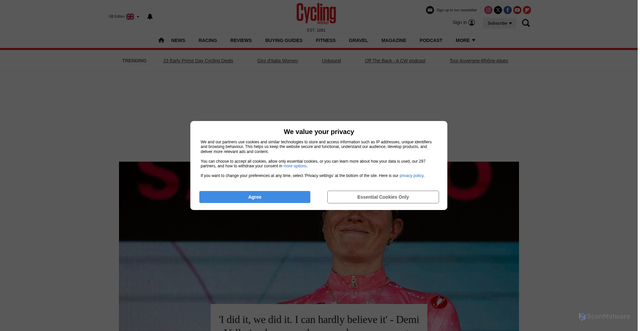 Security scan screenshot of https://cyclingweekly.com