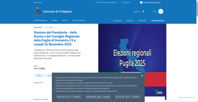 Security scan screenshot of https://www.comune.crispiano.ta.it/
