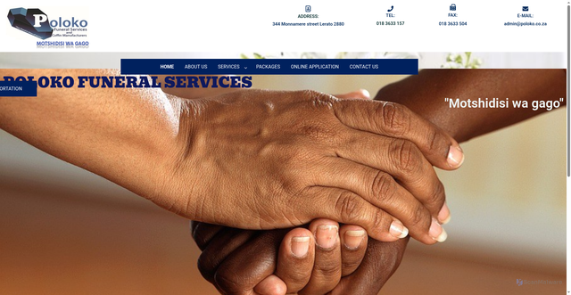 Security scan screenshot of https://www.polokofuneralservices.co.za