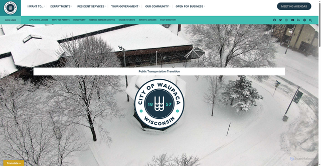 Security scan screenshot of https://cityofwaupaca.org/