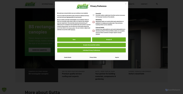 Security scan screenshot of http://www.gutta.com/