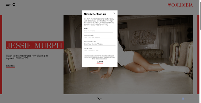 Security scan screenshot of https://www.columbiarecords.com/