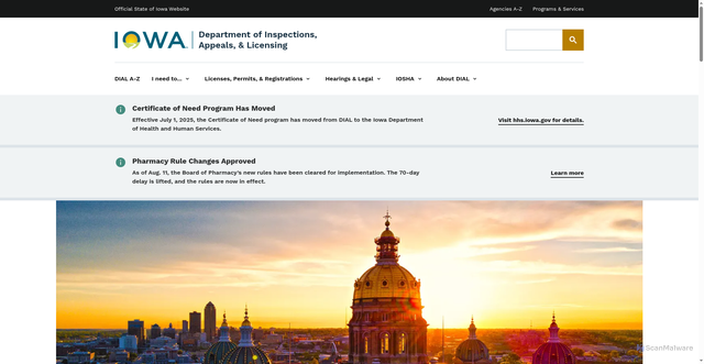 Security scan screenshot of https://dial.iowa.gov/