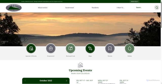 Security scan screenshot of https://www.irontonmo.gov/
