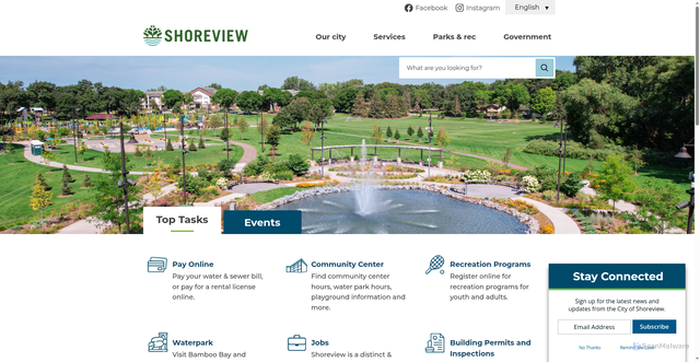 Security scan screenshot of https://www.shoreviewmn.gov/